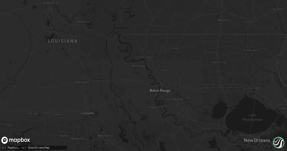 Hail map in Rougon, LA on July 8, 2026