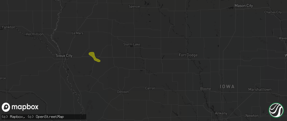 Hail map in Sac City, IA on July 8, 2026