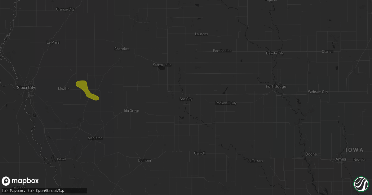 Hail map in Sac City, IA on July 8, 2026