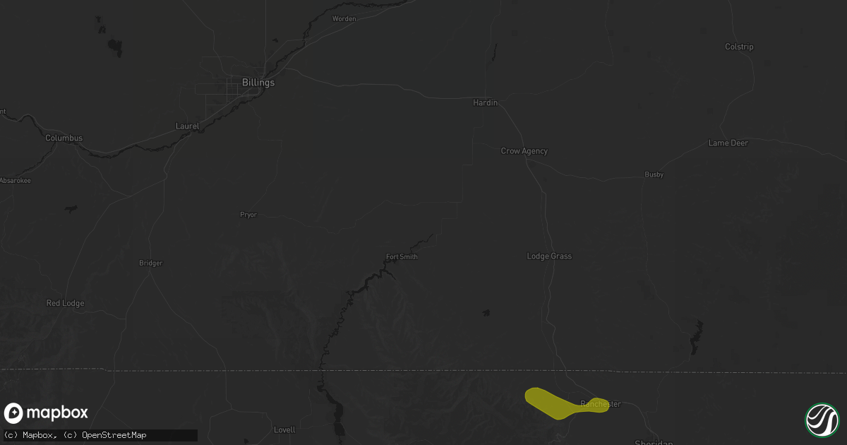 Hail map in Saint Xavier, MT on July 8, 2026
