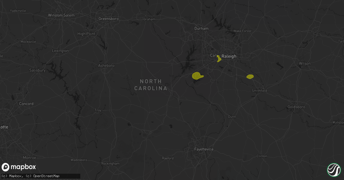 Hail map in Sanford, NC on July 8, 2026