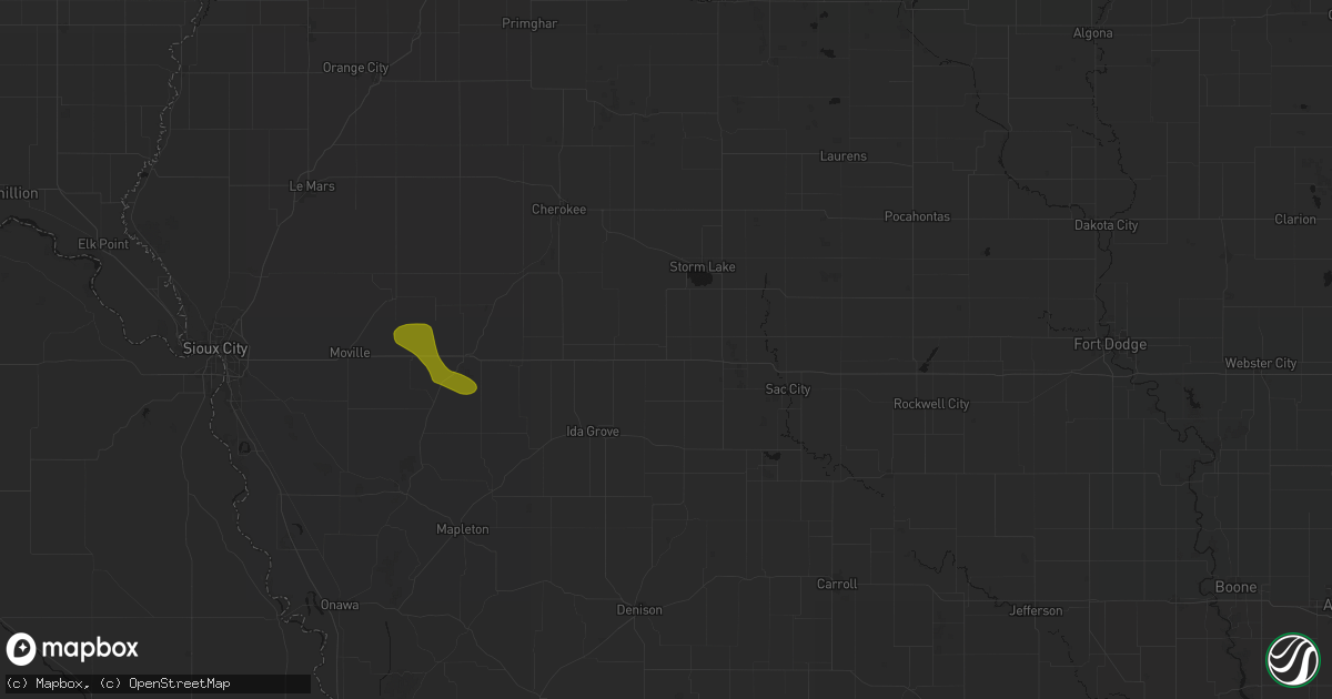 Hail map in Schaller, IA on July 8, 2026