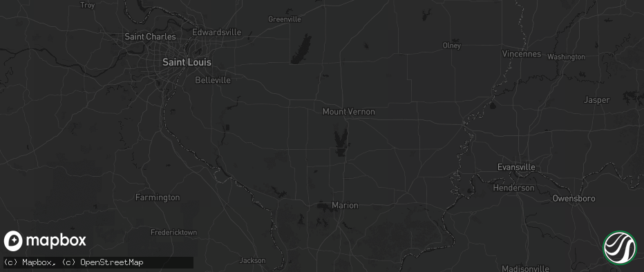 Hail map in Scheller, IL on July 8, 2026