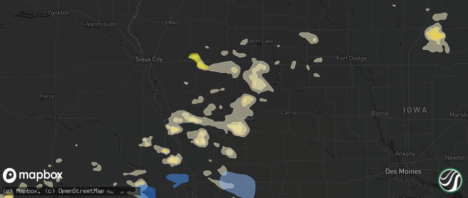 Hail map in Schleswig, IA on July 8, 2026