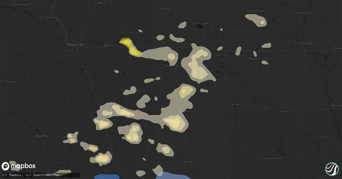 Hail map in Schleswig, IA on July 8, 2026