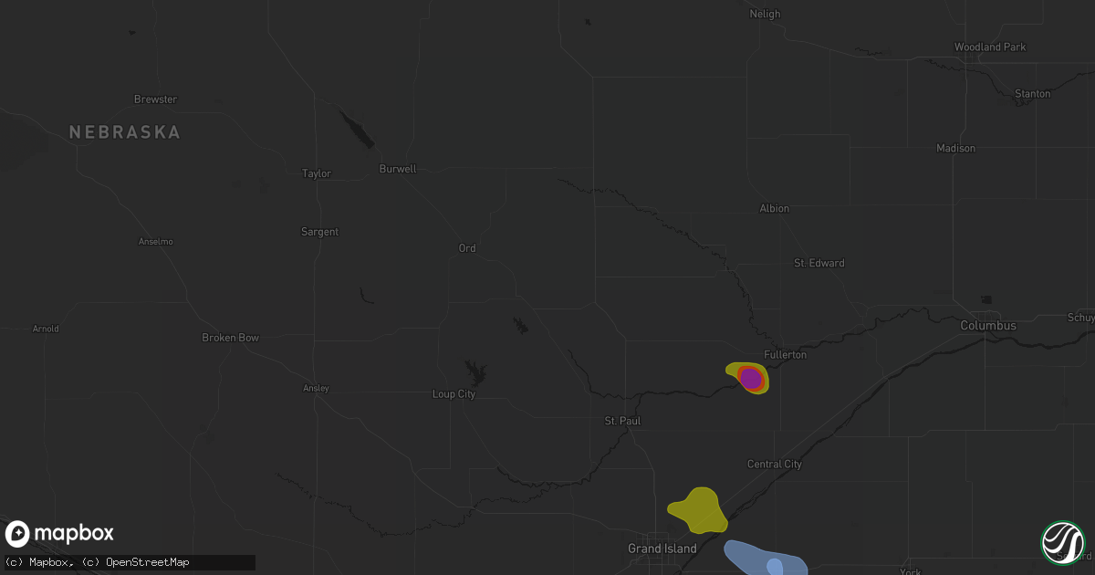 Hail map in Scotia, NE on July 8, 2026