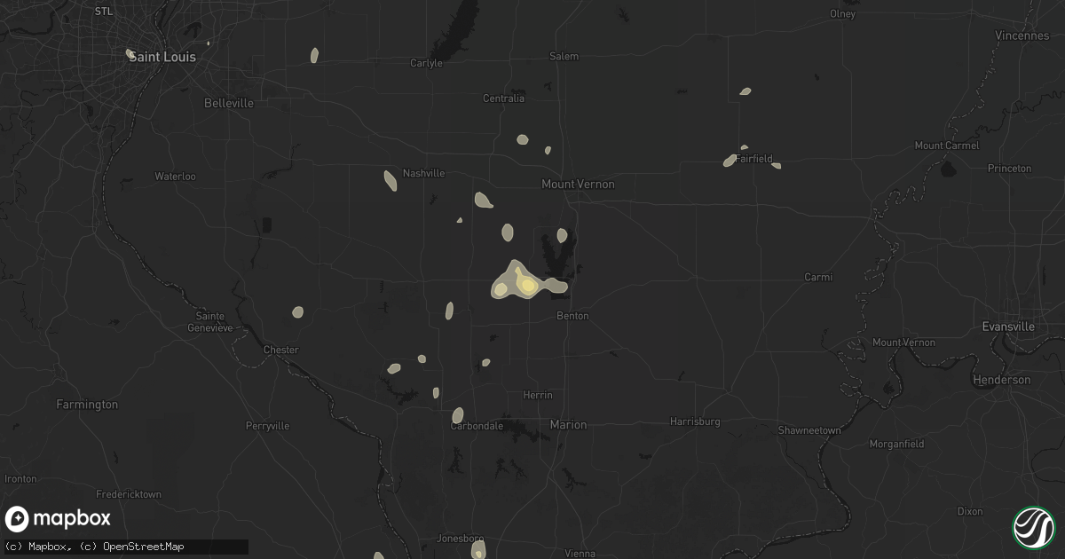 Hail map in Sesser, IL on July 8, 2026