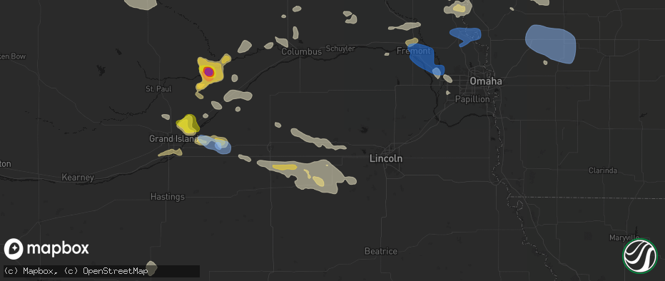Hail map in Seward, NE on July 8, 2026