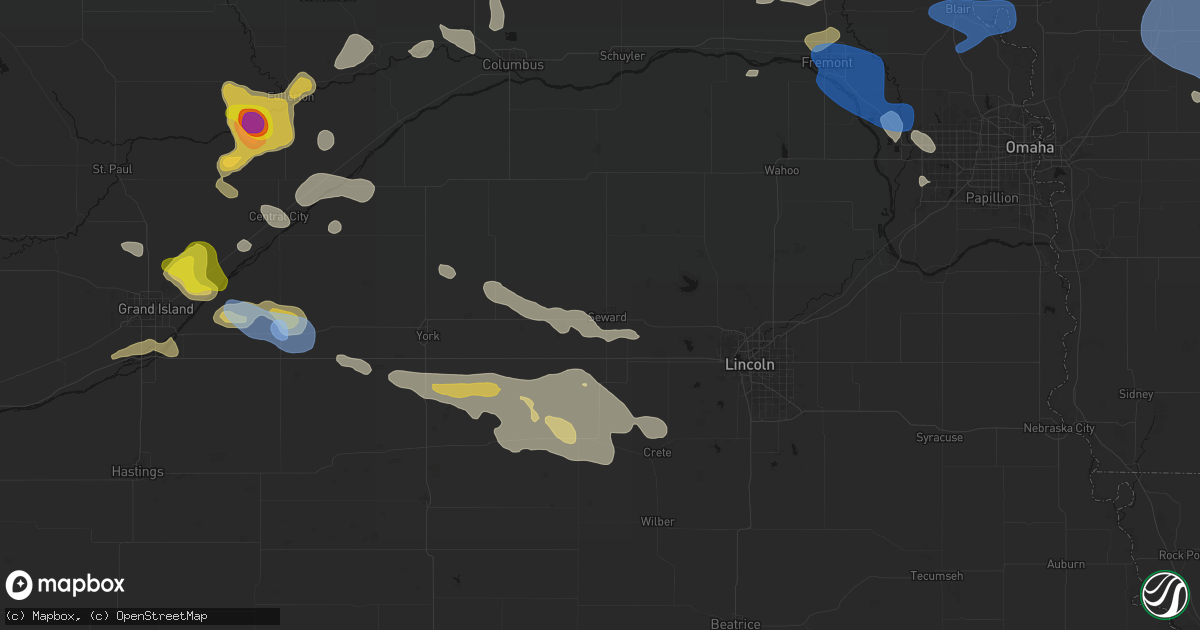 Hail map in Seward, NE on July 8, 2026