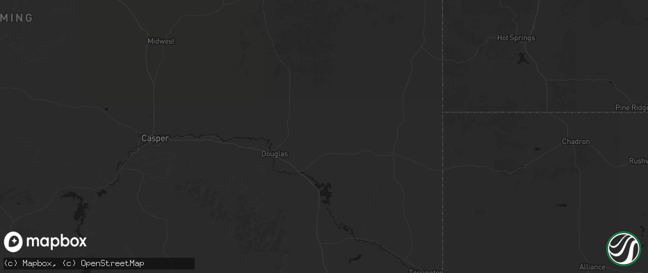 Hail map in Shawnee, WY on July 8, 2026