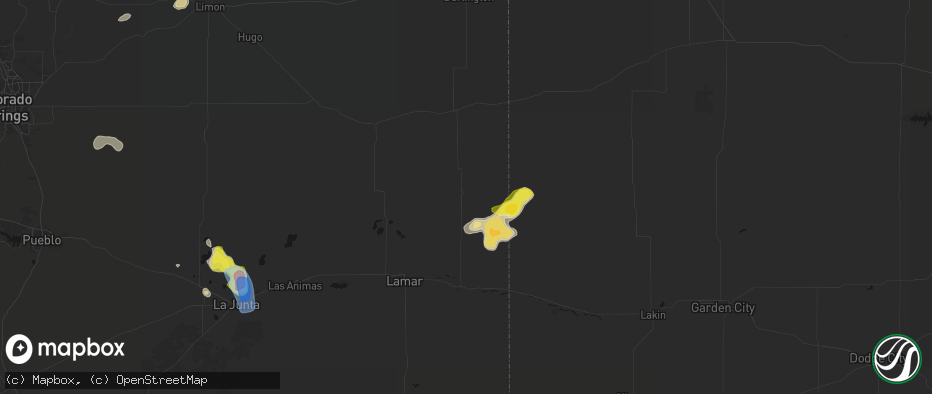Hail map in Sheridan Lake, CO on July 8, 2026