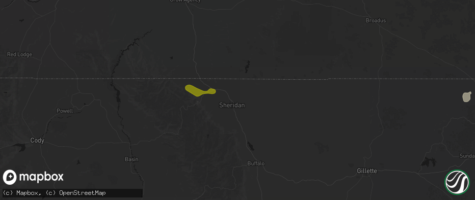 Hail map in Sheridan, WY on July 8, 2026