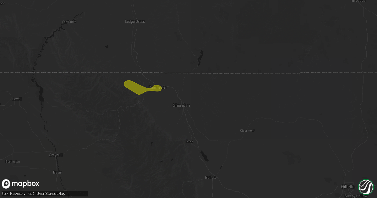 Hail map in Sheridan, WY on July 8, 2026