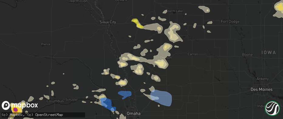 Hail map in Soldier, IA on July 8, 2026