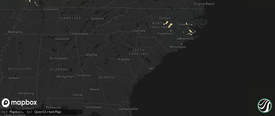 Hail map in South Carolina on July 8, 2026