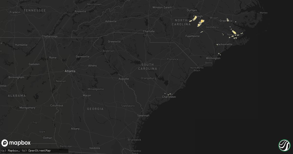 Hail map in South Carolina on July 8, 2026