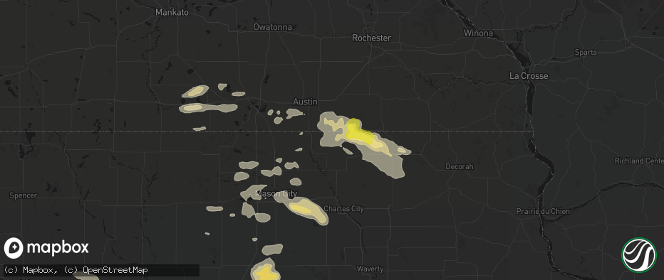 Hail map in Stacyville, IA on July 8, 2026
