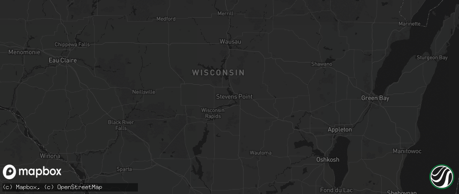 Hail map in Stevens Point, WI on July 8, 2026