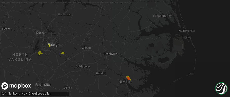 Hail map in Stokes, NC on July 8, 2026