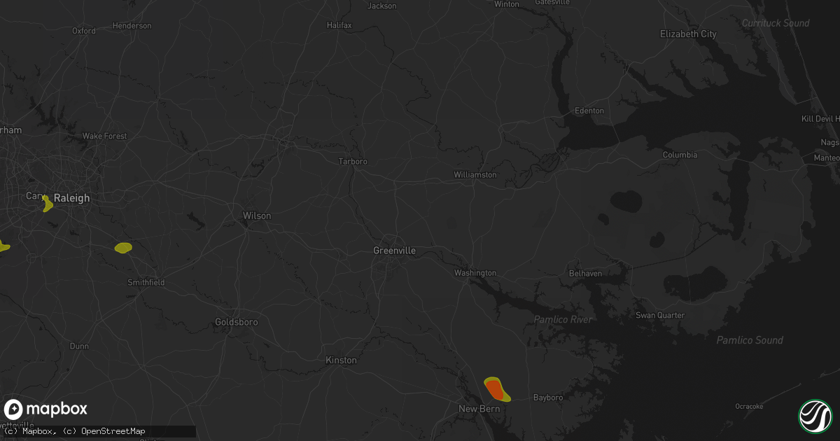 Hail map in Stokes, NC on July 8, 2026