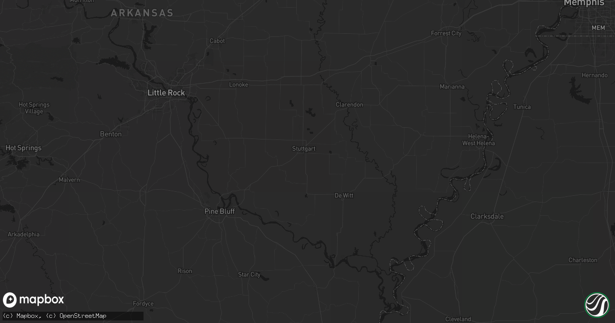 Hail map in Stuttgart, AR on July 8, 2026