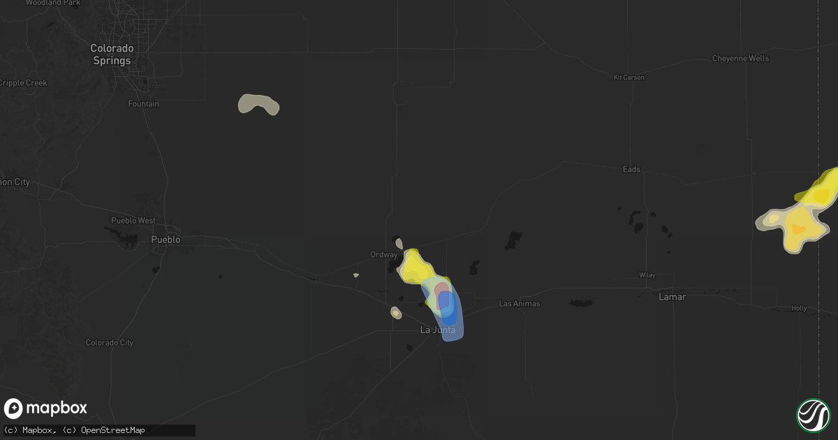Hail map in Sugar City, CO on July 8, 2026