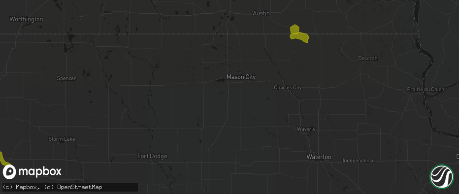 Hail map in Swaledale, IA on July 8, 2026