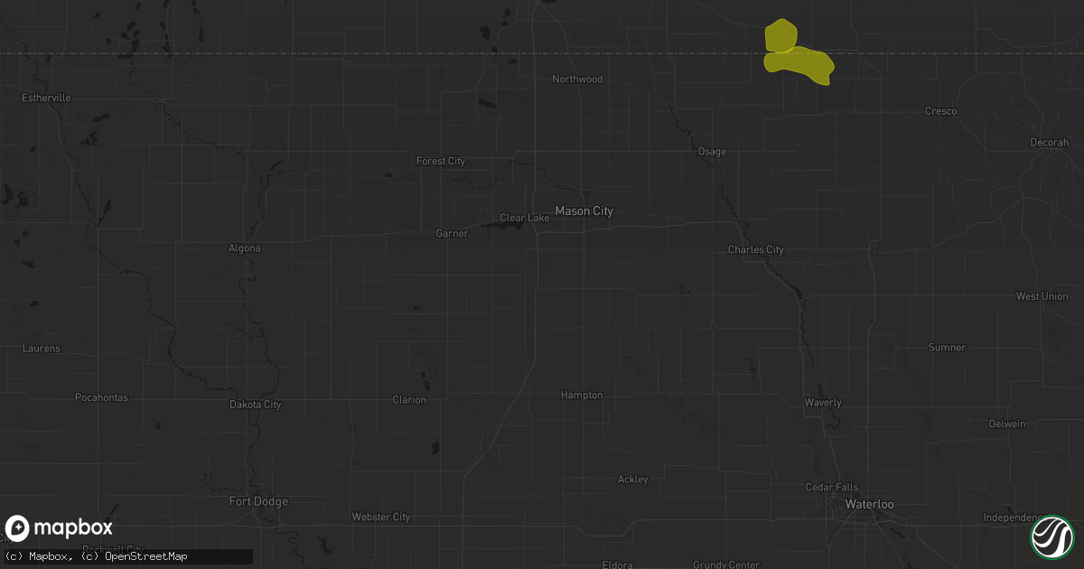 Hail map in Swaledale, IA on July 8, 2026