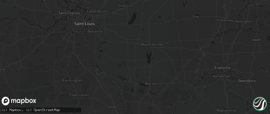 Hail map in Tamaroa, IL on July 8, 2026