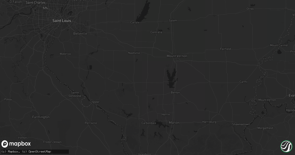 Hail map in Tamaroa, IL on July 8, 2026