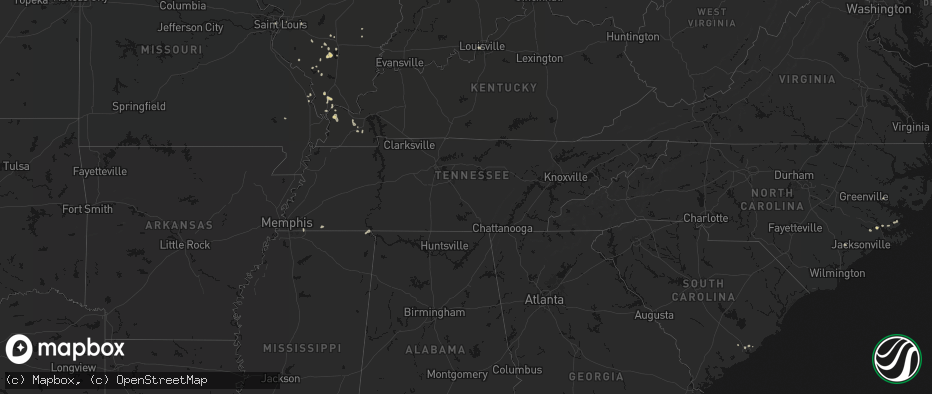 Hail map in Tennessee on July 8, 2026