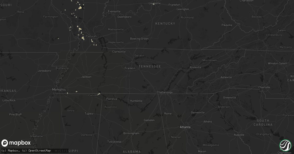 Hail map in Tennessee on July 8, 2026