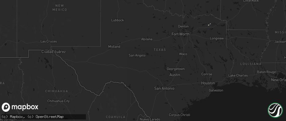 Hail map in Texas on July 8, 2026