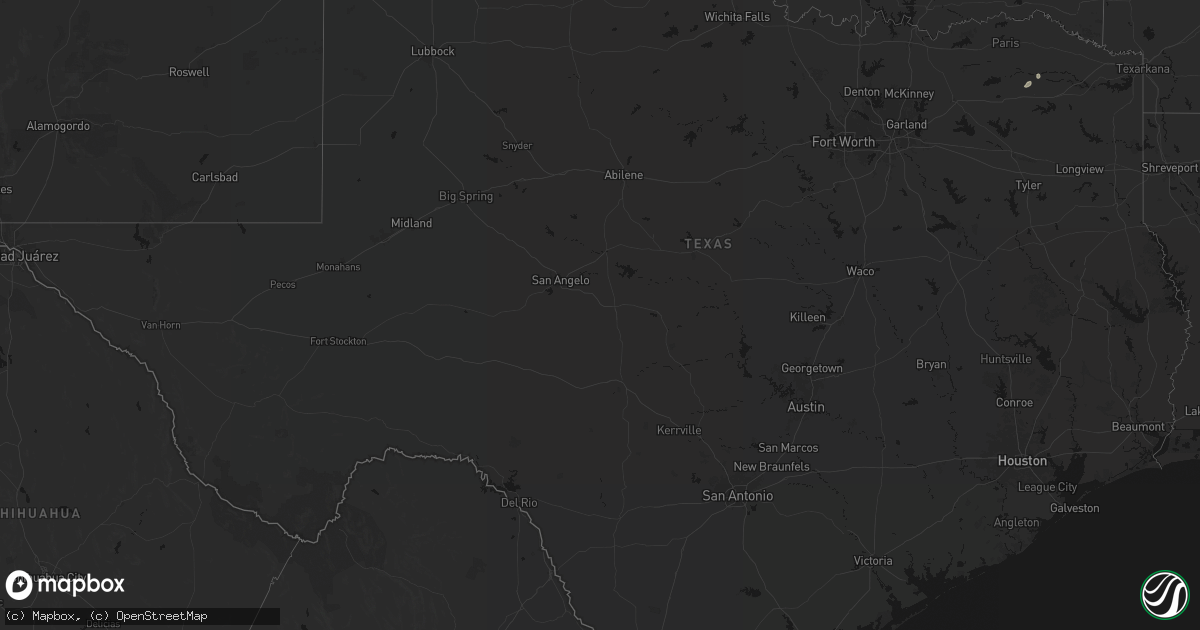 Hail map in Texas on July 8, 2026