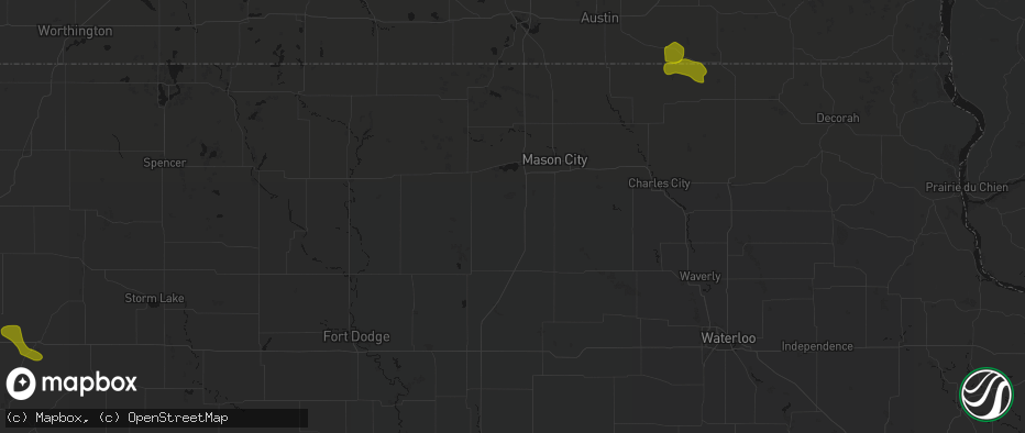 Hail map in Thornton, IA on July 8, 2026