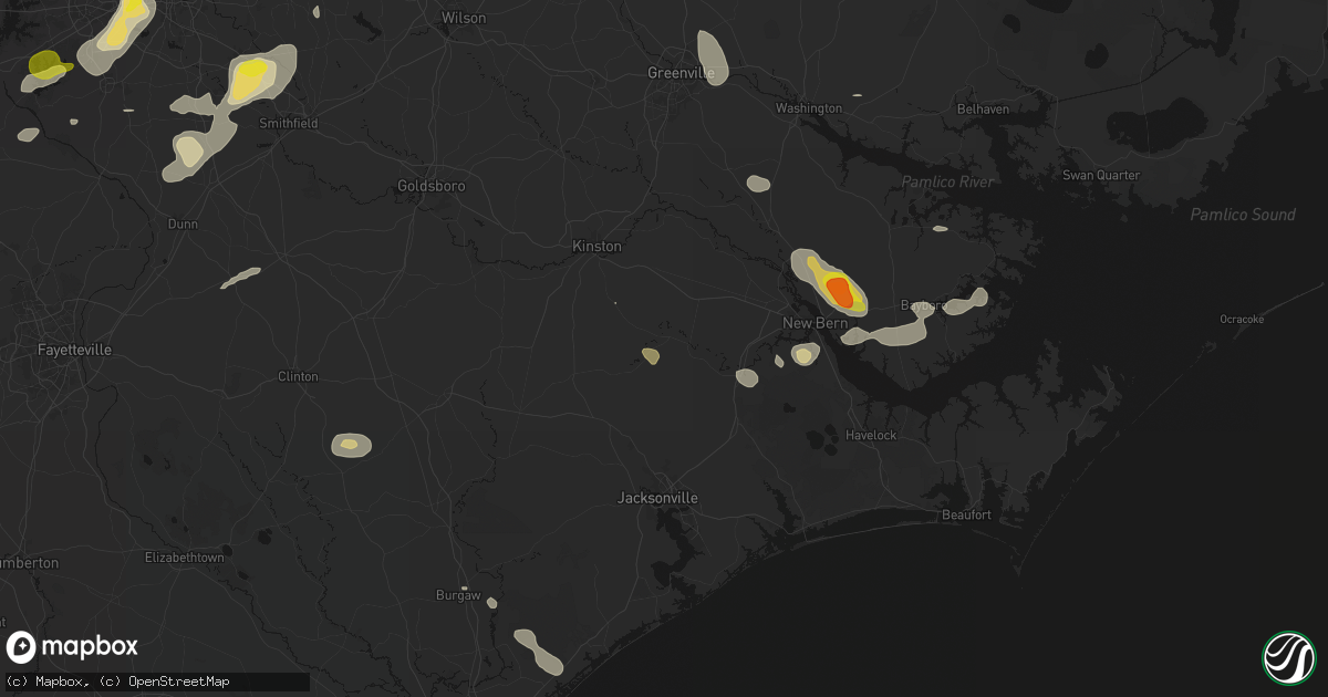 Hail map in Trenton, NC on July 8, 2026