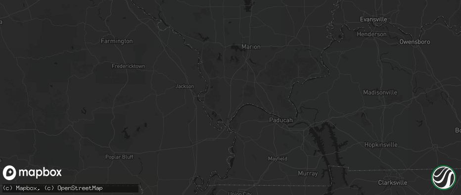Hail map in Ullin, IL on July 8, 2026