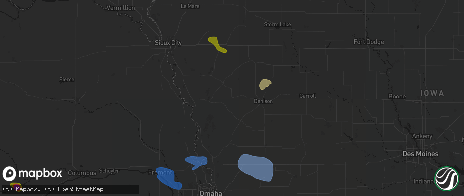 Hail map in Ute, IA on July 8, 2026