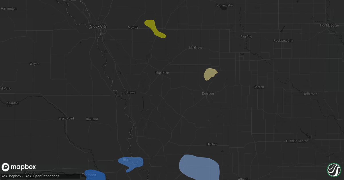 Hail map in Ute, IA on July 8, 2026