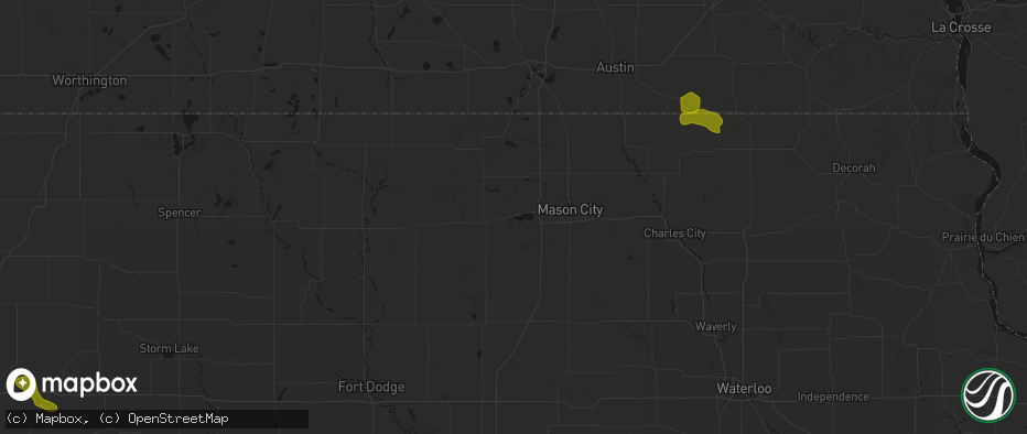 Hail map in Ventura, IA on July 8, 2026