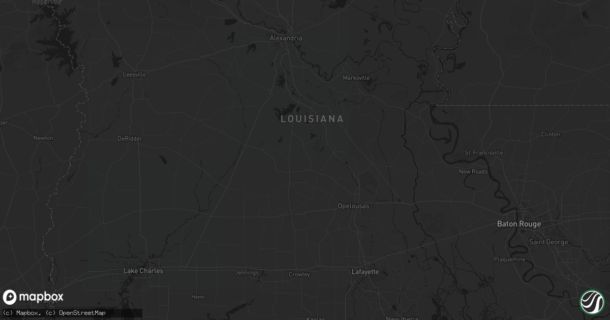 Hail map in Ville Platte, LA on July 8, 2026