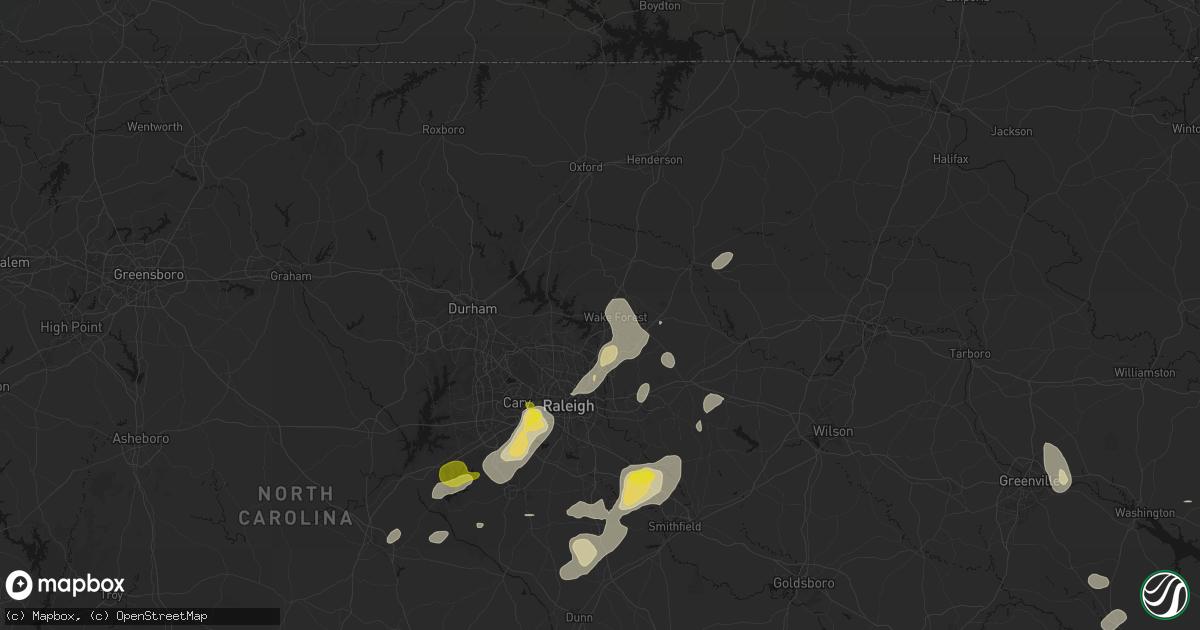 Hail map in Wake Forest, NC on July 8, 2026