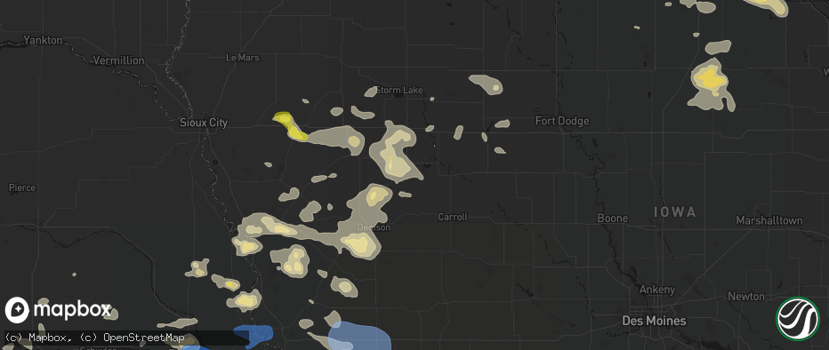 Hail map in Wall Lake, IA on July 8, 2026