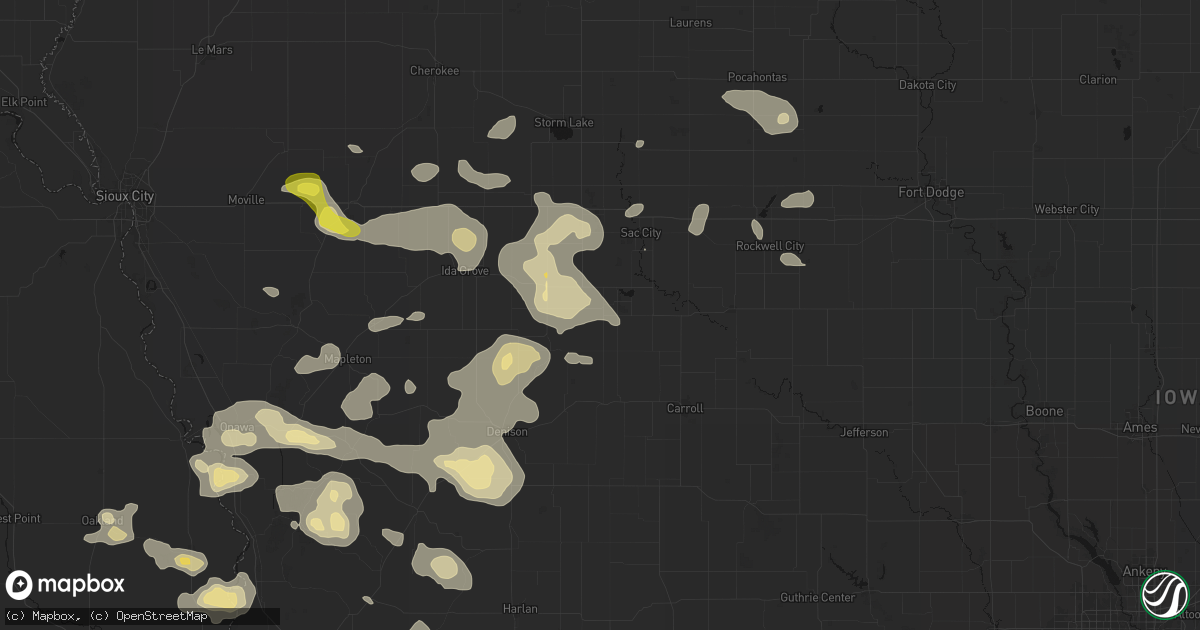 Hail map in Wall Lake, IA on July 8, 2026