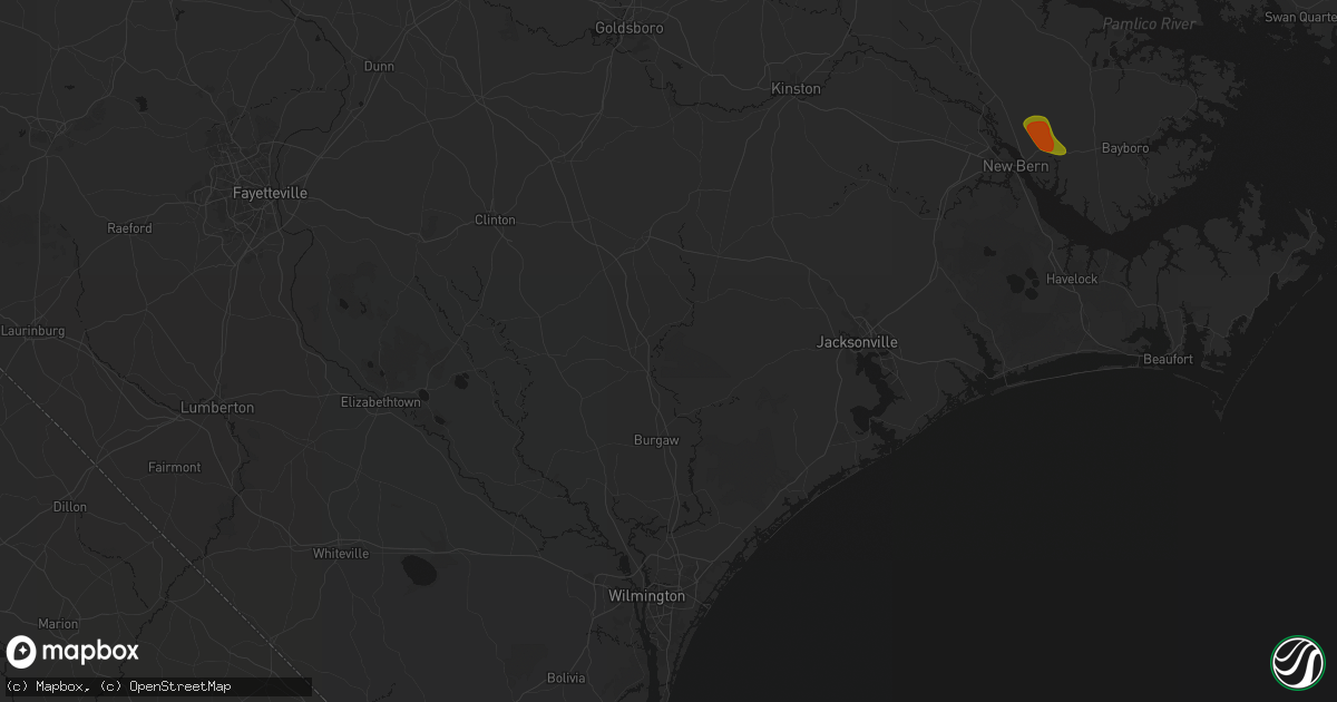 Hail map in Wallace, NC on July 8, 2026