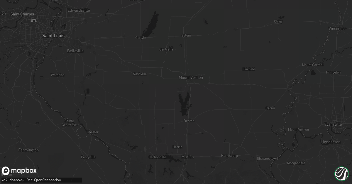 Hail map in Waltonville, IL on July 8, 2026