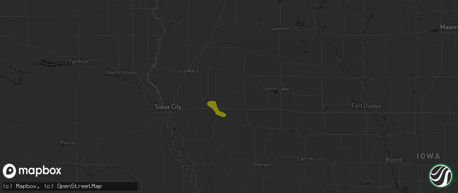 Hail map in Washta, IA on July 8, 2026