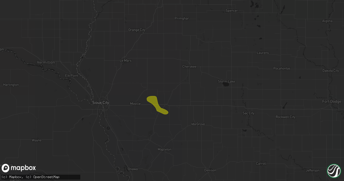 Hail map in Washta, IA on July 8, 2026