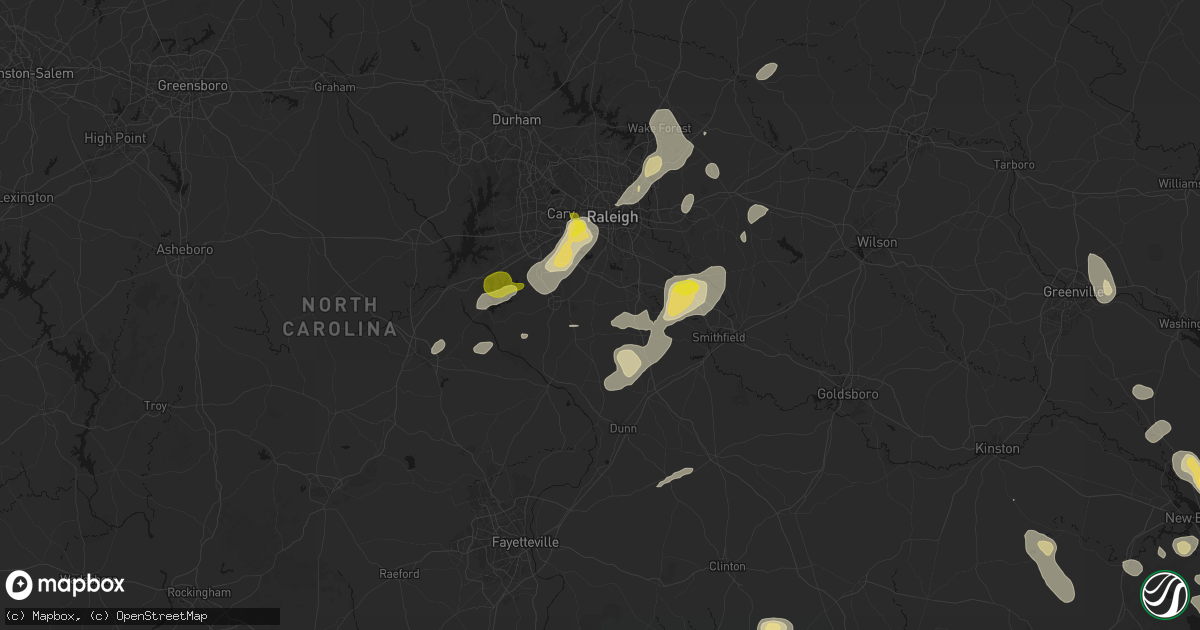 Hail map in Willow Spring, NC on July 8, 2026