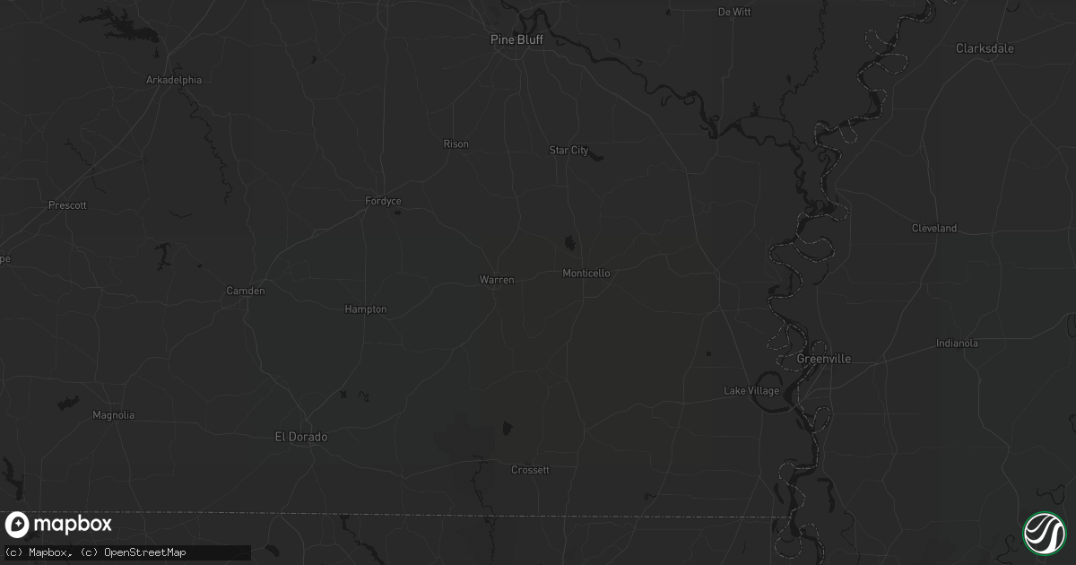 Hail map in Wilmar, AR on July 8, 2026